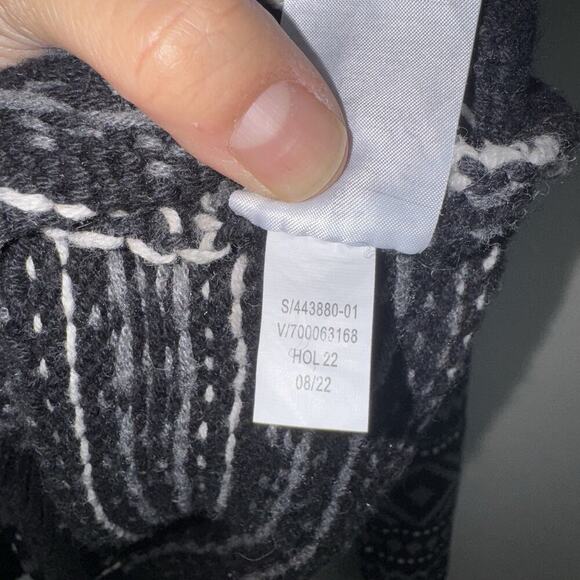 Banana Republic Fairisle Sweater Men’s Sz L Black Gray Knit Crewneck Wool Blend - Picture 8 of 10
